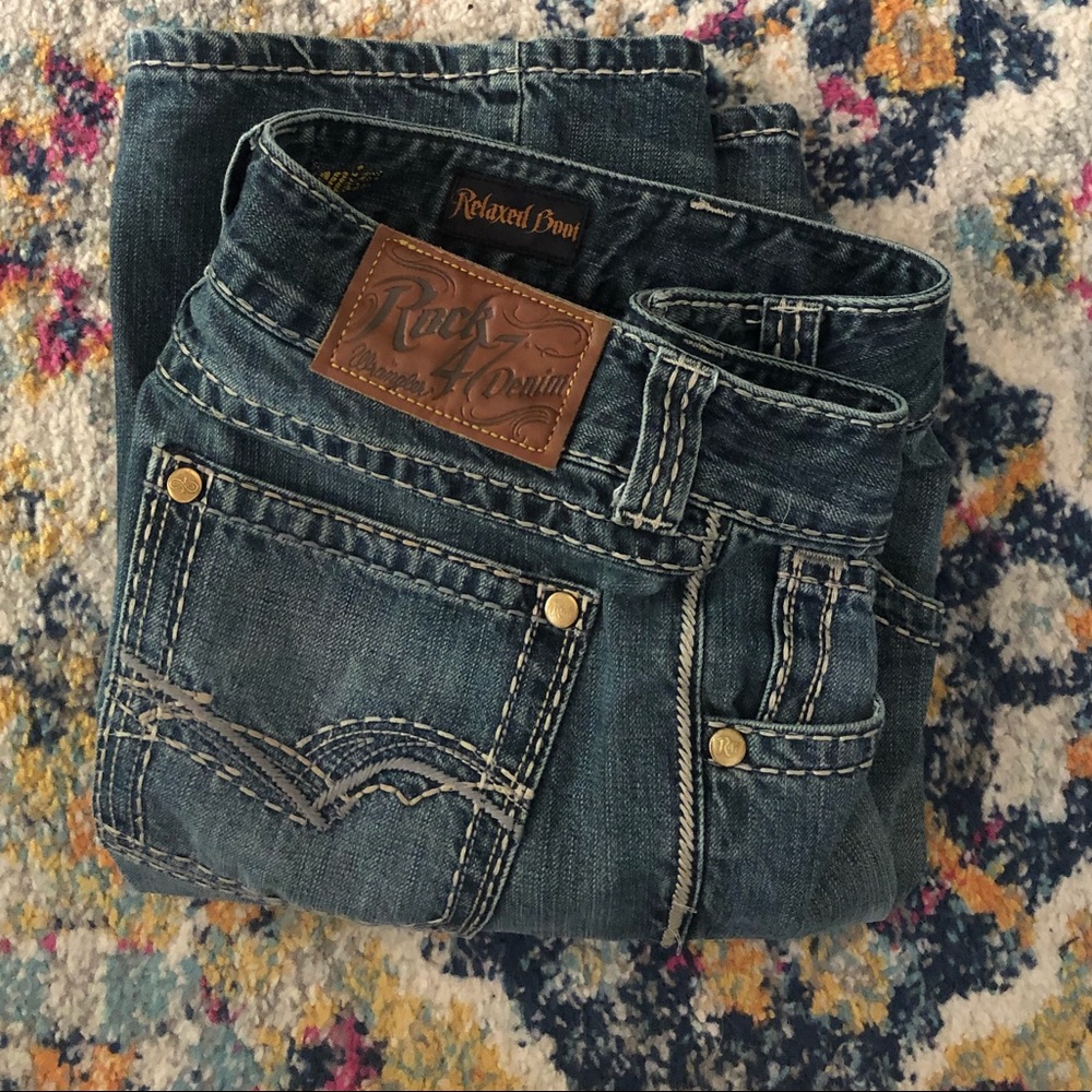 Wrangler Rock 47 relaxed boot cut blue jeans